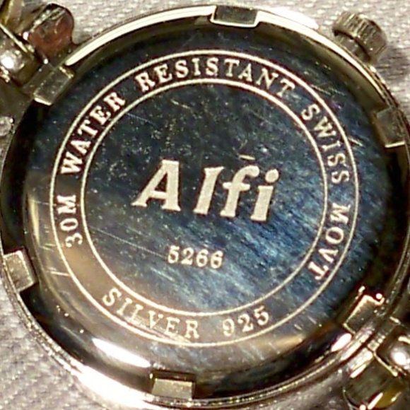 NEW Alfi Blue Cubic Zirconias 925 Silver Swiss Move Watch